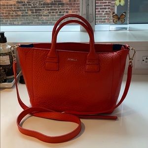 Furla Capriccio Small Leather Tote- poppy color